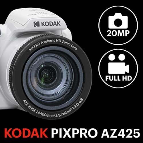 Câmera digital de 20mp de Kodak Pixpro Astro Zoom AZ425-WH 20MP com 42x de zoom óptico de 42x 24 mm de largura 1080p