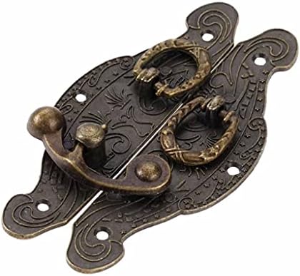 Caso de madeira de latão antiga Genigw Hasp Vintage Decorative Jewelry Gift Box São da fivela da fivela de fivela de fivela do gancho