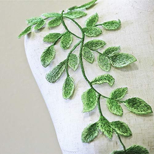 Folhas de floresta de motivos de renda verde costuram em apliquetrims bordados videira decorativa de videira para