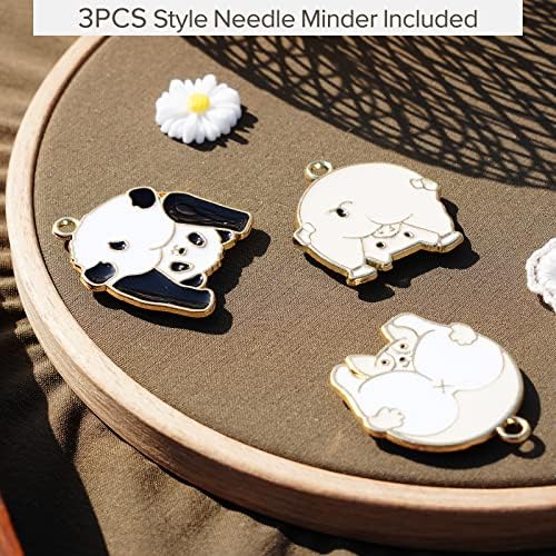 3pcs agulha de agulha para ponto cruzado, guardião de agulha magnética de costura, pino de esmalte de desenho animado de panda