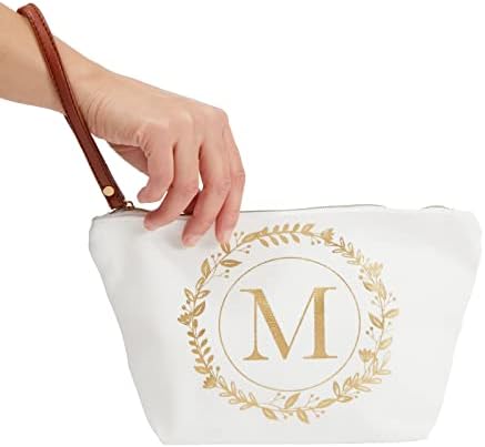 Bolsa de maquiagem personalizada para mulheres, de ouro de ouro glamlily para mulheres, bolsa cosmética de lona monograma
