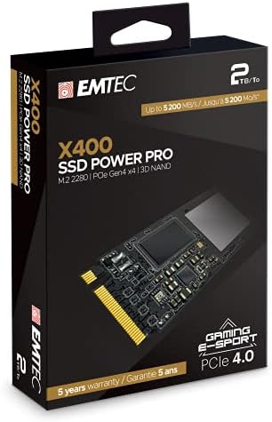 EMTEC 4TB X400 POWER PRO M.2 2280 PCIE GEN 4.0 X4 Estado sólido interno Drive ECSSD4TX400