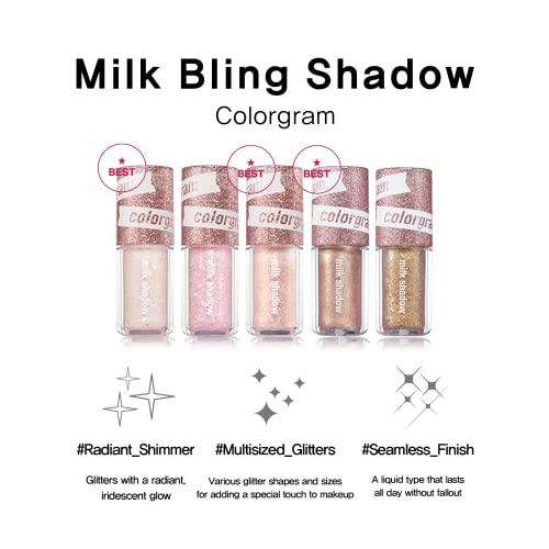 Sombra do bling de leite colorgram - 02 Opal Flash 0,11 fl.oz, 3,2g | Evasão de glitter líquido pigmentado, brilho duradouro