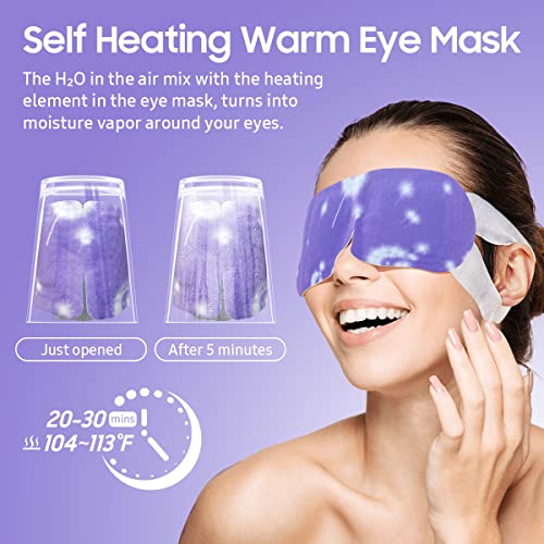 Behoomi 20 Pacote máscara para os olhos a vapor Para círculos escuros, máscara de olho aquecida de lavanda Compressa quente para