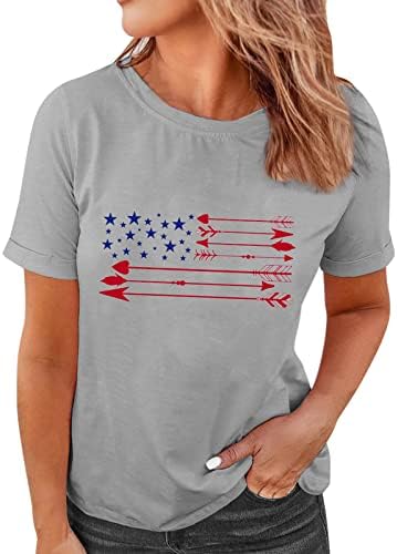 4 de julho camisetas camisetas para mulheres Camisetas O-Gobes Camisetas Americanas Estrelas das Estrelas Tiradas Túdos de Túdos