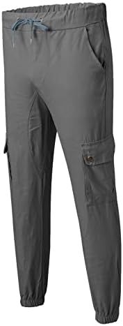 Calça de cozinha para homens calças cortadas com cargo sólido de carga casual amarrar calças de jeans de outono