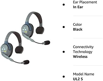 Eartec Ul2s Ultralite Full Duplex Wireless Headset Comunicação para 2 usuários - 2 fones de ouvido únicos