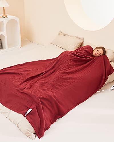 Clante aquecido 62 x 84 polegadas de dupla face lã macio cobertor elétrico de tamanho duplo lavável aquecimento rápido