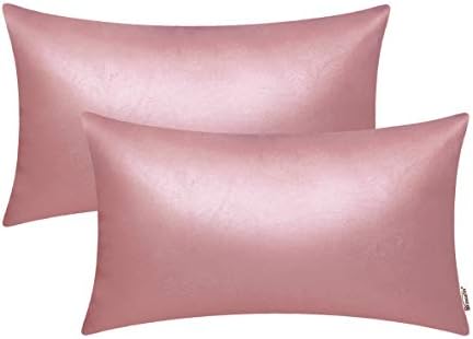 Pacote de brawarm de 2 travesseiros de couro de coral vivo 12 x 20 polegadas, covers de almoço decorativo de couro falso de coral