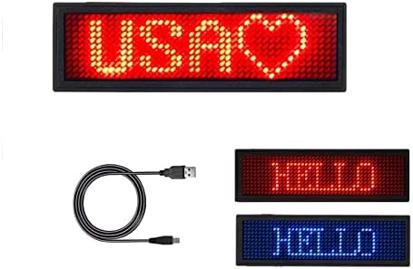 Nome do LED Sign para negócios 44 x 11 pixels e exibição digital de programação USB, tela de cartão LED recarregável para a escola