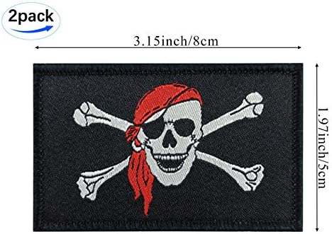 JBCD 2 Pack Pirate Jolly Roger com Red Bandana Patch Jolly Roger Patch Patch Patch Tactical Patch For Roups Hat Team Military Patch