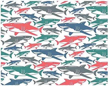 55x30 polegadas mural de parede, mistura de coloridos padrões de tubarão-touro mestres de sobrevivência infantil casas