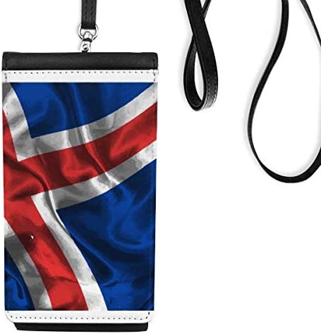 Textura de seda Islândia Padrão de bandeira da bolsa de carteira de telefone pendurada bolsa móvel bolso preto