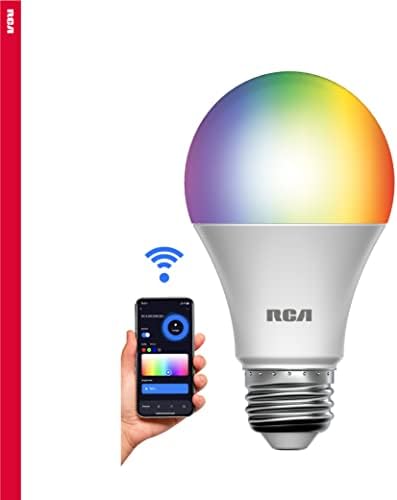 Lâmpadas inteligentes RCA, 24-PK | Lâmpada LED de Wi -Fi | Lâmpada de alteração de cor | Multicolor 800 LUMENS DIMMÁVEL 10W