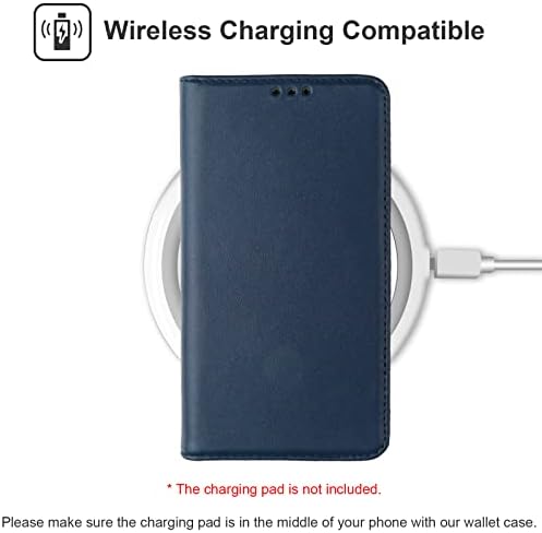 Onetop para iPhone 12 Pro Max Genuine Leather Cartet Case com titular de cartão de crédito, o carregador sem fio compatível com RFID