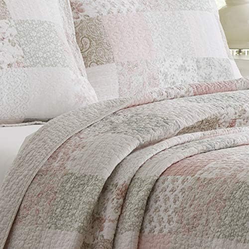Laura Ashley Home - Conjunto de colcha dupla, roupas de cama reversíveis de algodão com sham correspondente, decoração de casa