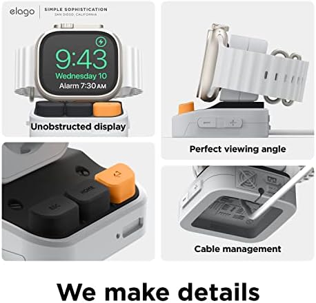 ELAGO W9 Stand Compatível com Apple Watch Ultra, Série 8/7/6/5/4/3/2/1/se/Galaxy Watch 5, 5 Pro - Design Classic, compatível com