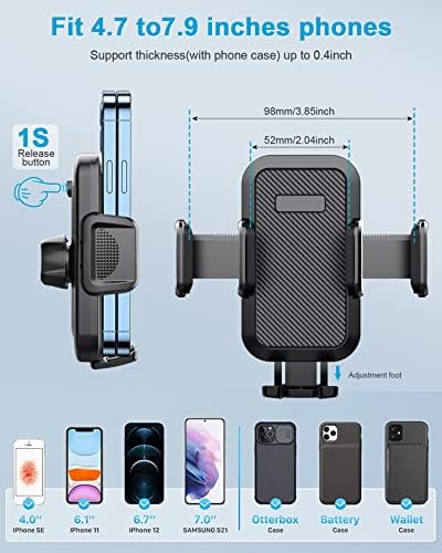 Ushemi Phone Mount for Car, 2023 portador de telefone de carro atualizado, 4in1 portador de telefone 360 ​​° Rotação para