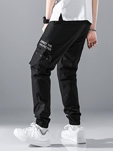 Calça de carga masculina de oyoangle retalho calças de moletom de bolso de bolso