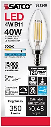 SATCO S21268/06 LED LED E12 LUZBLS E12, 5000K, 15000 HORAS, DIMMABLE, 6 PACK