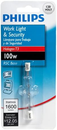 Philips 415604 Trabalho e segurança de 100 watts 3,1 polegadas T3 RSC, lâmpada de base de extremidade dupla