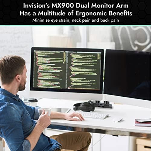 INVISON PC Monitor PC Suporte de braço de altura ergonômica Ajuste ajustável Movimento completo Montagem de braçadeira de mesa longa