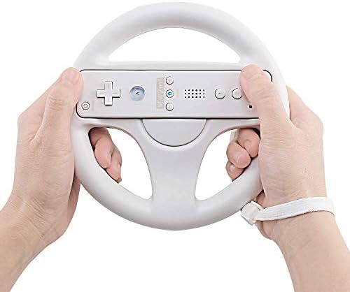 Roda de direção Powerlead para Wii Controller, 2 PCs White Racing Wheel Compatível com Mario Kart, Roda do controlador de jogo para