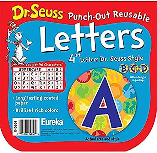Eureka de volta à escola Dr. Seuss ABC Letter Cutouts, 200pc, 4 '' x 4 '' polegadas