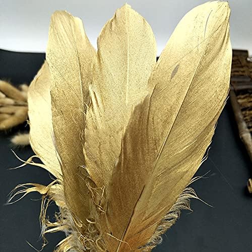 10/30pcs de ouro artesanato de prata penas penas de ganso de penas brancas naturais de plumas coloridas fazendo uma