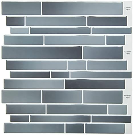 Casapalace Peel and Stick Stone Kitchen Backsplash Tile 12 x12 Auto-adesivo Brick Wall Tile, 10 folhas gradiente azul