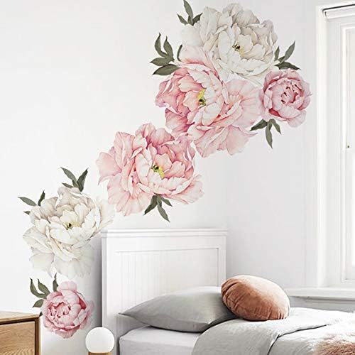 Securso de Flor de Flor Peony de LOADSECH Autista de parede mural da sala de estar da sala de estar da sala de estar de fundo