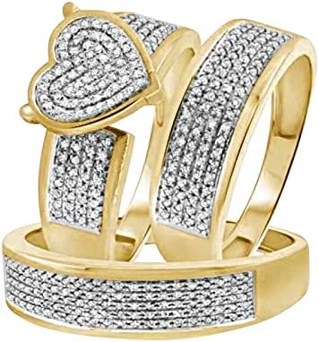 Senhoras brilhantes diamante diamante completo diamante duplo conjunto de anel promessa de anel de anel de zirconia