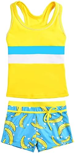 Proallo Little Girls Summer Swimwear duas peças Boyshort Tankini Kids Swimsuit