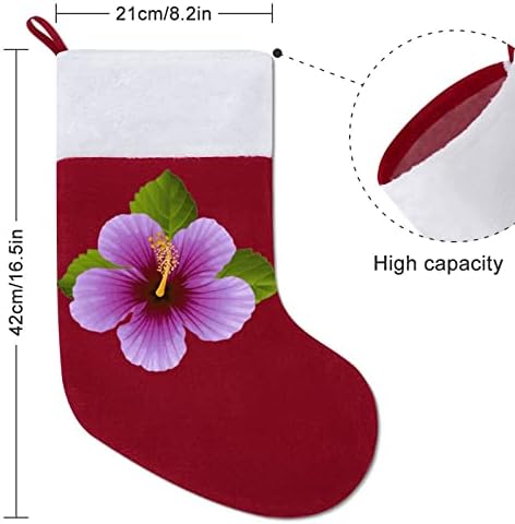 Hibiscus Red Christmas Holiday meias decorações de casa para lareira de árvore de Natal Meias penduradas