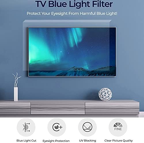 Protetor de tela de TV pendurada WSHA Anti-azul Azul acrílico Antifingrint Ultra-Clear Screen Filtle Alivie a fadiga ocular,