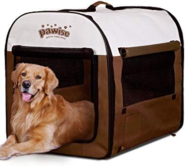 Pawise Casas de canil de pet de pet de cães de cães dobráveis, caixas portáteis para cães médios, caixote de viagem leve e externo