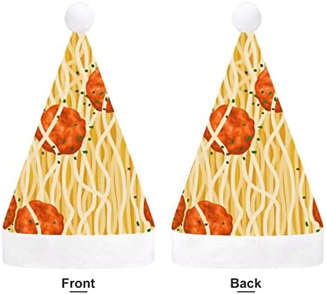 Spaghetti almôndegas Padrão de chapéu de natal Papai Noel para adultos unissex Comfort Classic Xmas Cap para o feriado de festa de