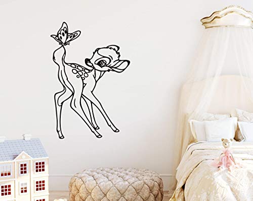 Makeyes Bambi Wall Deer Butterfly Vinyl Sticker Decals para crianças Berçário de quarto Decorações de interiores Designs