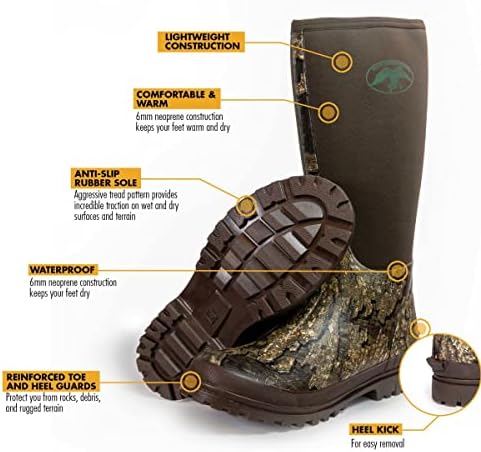 Hot Shot Duck Commander Rubber Men's Hunting Boot Material Durável de borracha e neoprene | Botas à prova d'água ao ar livre