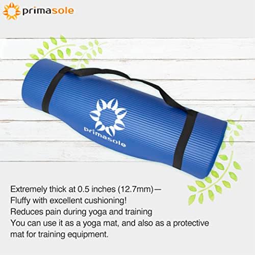 Primasole 1/2 tapete de exercício de espessura com alça de transporte e tapete de estojo para fitness yoga pilates em casa