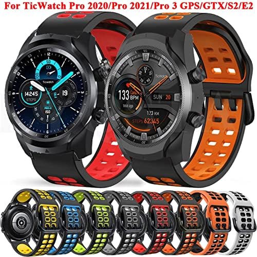 Tiras de silicone pcgv banda de relógio para ticwatch pro 3 ultra/lte/2021 gps s2 e2 gtx watch watchings 20 22mm