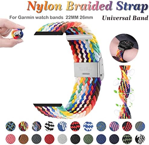 Adaara Braided Nylon Watch Bands com fivela elástica para Garmin Fenix ​​7 7x 6 6x Pro 5x 5 3HR 945 S60 S62 RELEAÇÃO DE