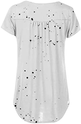 Mulheres Imprimir geométrica Casual Camisetas de manga curta Button V Tunic Tunic Basic Summer Tops Casual Henry Shirt
