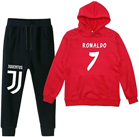 Koniee Kids Cristiano Ronaldo Hoodie e calça de moletom conjunto de sweethirs casuais de 2 peças para meninos