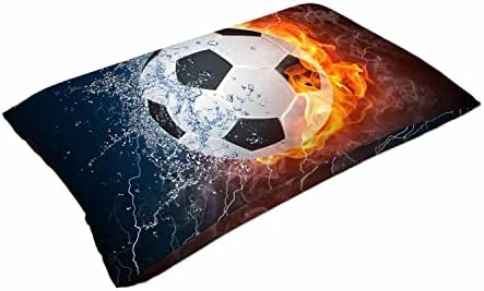 Bola de futebol do travesseiro retângulo do Mugod Retângulo em fogo e água, travesseiro para o sofá de sofá de cama decoração de