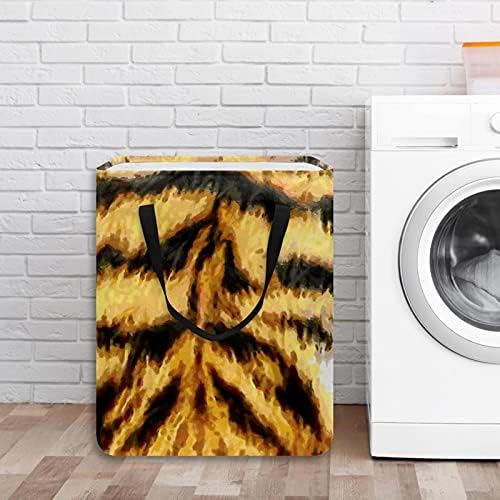 Hampers de lavanderia de animais de tigre, cesta de lavanderia dobrável à prova d'água com alças para berçário da faculdade