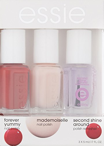 Kit de esmalte de coleta de tendência Essie, mini trio rosa kit, para sempre gostoso/mademoiselle/segundo brilho em torno