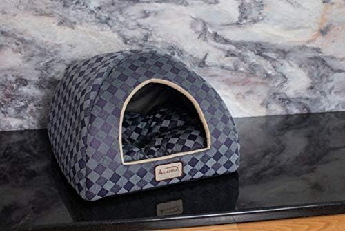 Modelo de cama de gato armarkat c65hhg/ls, padrão xadrez de combinação de cinza roxo