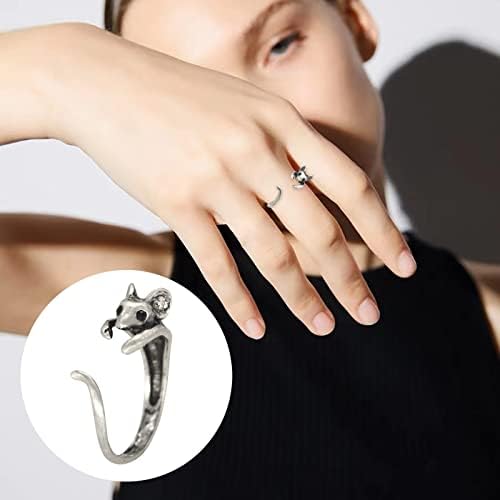 Anéis vintage de Yistu para mulheres, anel de abertura do anel de abertura do anel de animal ajustável Design requintado