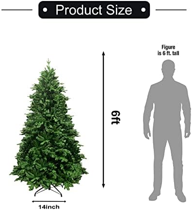 Árvore de Natal artificial de Molezu, abeto premium apagado, árvore de natal articulada, verde, com base dobrável de metal para decoração.